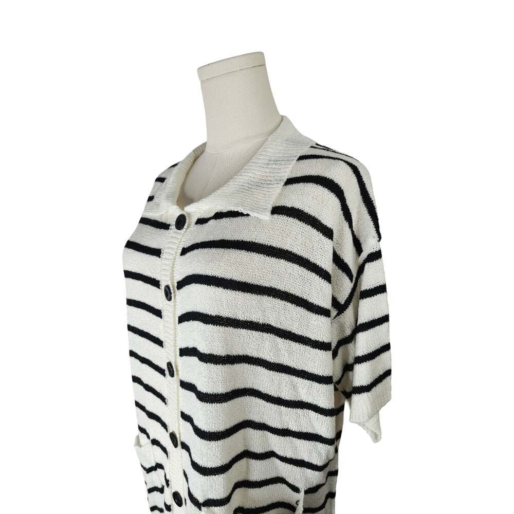 BiB! Striped Knit Cardigan Size S Short Sleeves Oversized NWT - Picture 4 of 5